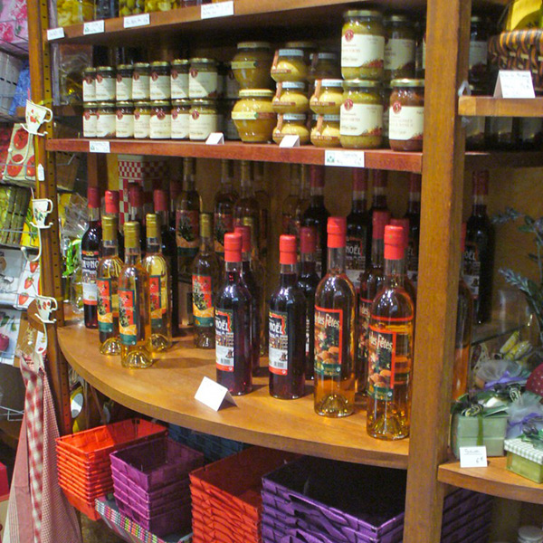 Gourmet souvenirs and local products on sale in the speciality food boutiques