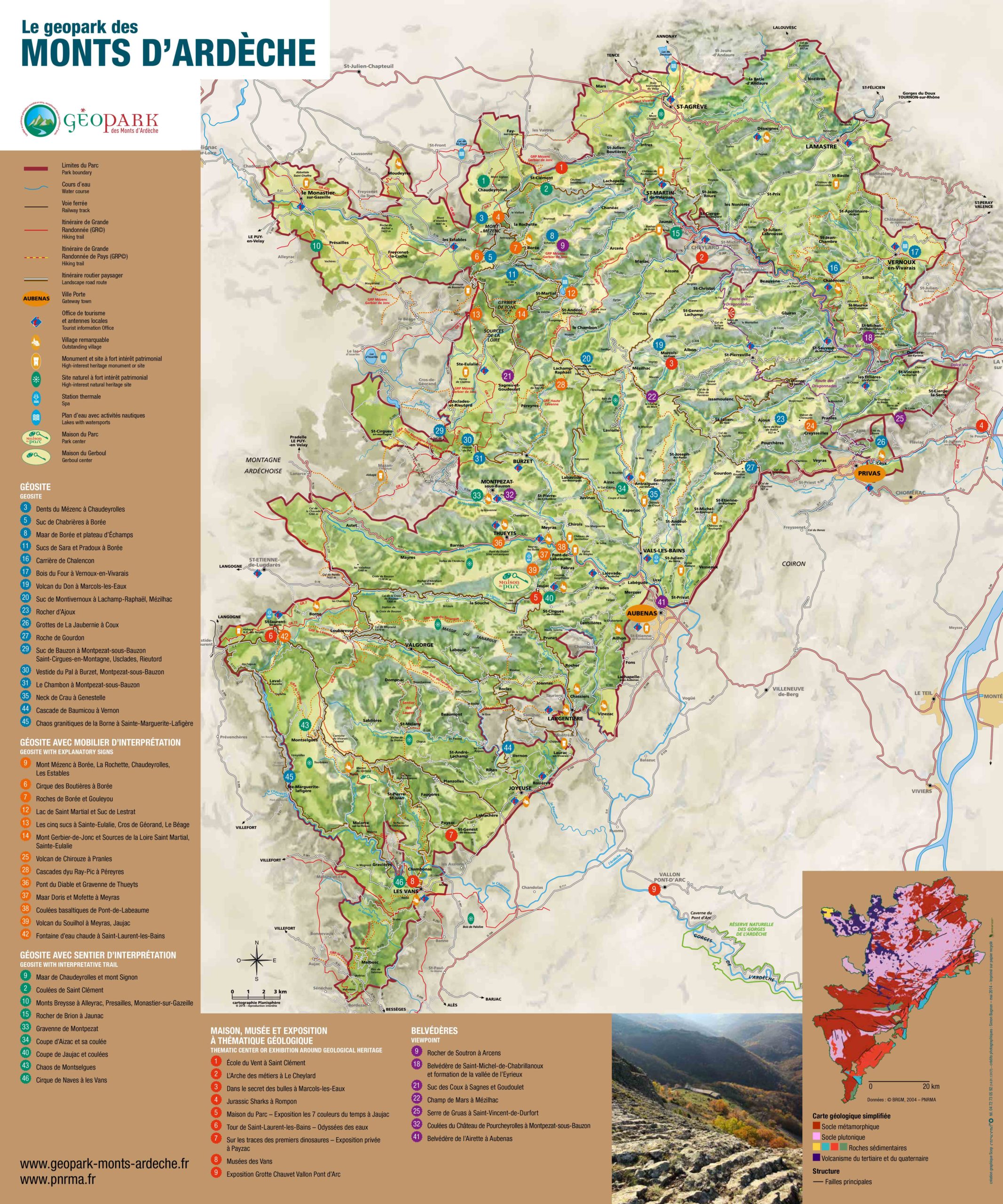 Dépliant/carte Geopark des monts d'Ardèche 2022